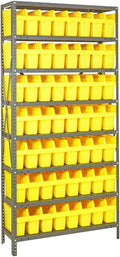 Quantum Storage Systems 1875-SB803YL Solid Heavy Duty 8 Shelves 56 Store-MAX Yellow Bins 75" H x 36" W x 18" D