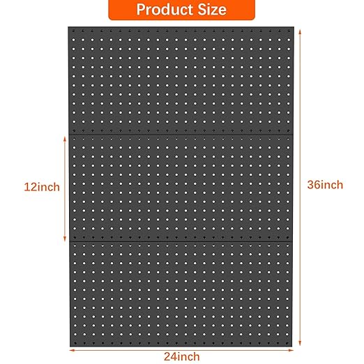 TORACK 3-Pack 12x24 inch Metal Pegboard Panels for Garage Wall, Tools Organizer Pegboard for Workbench, Workshop, Modular Peg Board Tool Storage Board for Pegs(Black)