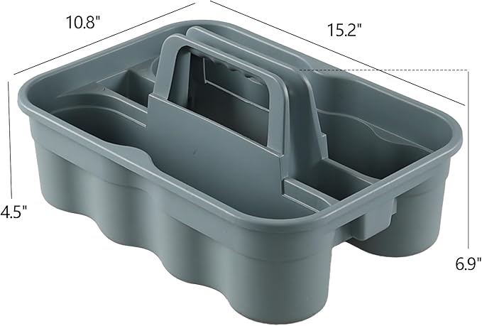 Plastic Cleaning Storage Caddy, Plastic Cleaning Supplies Caddy with Handles, Gray, 4 Packs