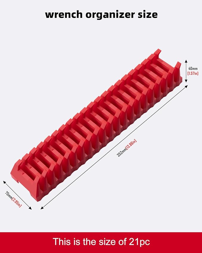 ROTATION 42PC Modular Wrench Organizer - Heavy Duty Tool Box Drawer Insert with SAE Metric Labels, Professional Mechanics Tool Storage System, Expandable Grid Holder