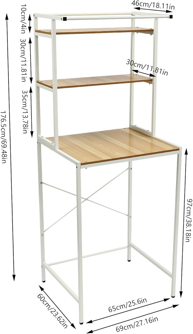 Over Washer and Dryer Shelves,Dryer Storage Shelf,3 Tiers Laundry Room Storage and Organizer Standing Shelf,Height Adjustable Laundry Room Shelves, Load-Bearing Capacity 22lbs (Log)
