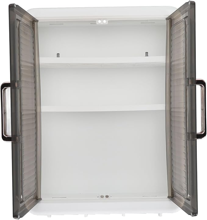 TOPINCN Wall Mounted Bathroom Cabinet, Makeup Organizer Shelf Perfume Cosmetic Display Cabinet with Hooks, Over The Toilet Storage Organizer Skincare Storage Rack for Bathroom