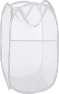 Larpur Popup Laundry Basket, Mesh Clothes Hamper Portable Laundry Hamper with Reinforced Carry Handles, Collapsible for Storage (White)