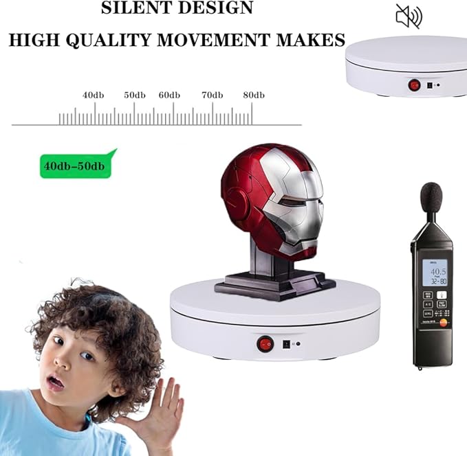 JAYEGT Motorized Rotating Display Stand，330 Lbs Load，360 Degree Electric Rotating Photography Turntable For Products Display，Video Show, Live Show，Remote Control +5 Colors Backgrounds(White / 11.8inch / Rechargeable)