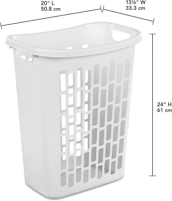3-Pack of White Heavy-Duty Plastic Laundry Baskets (1.8 Bushels). Large Capacity rectangular Design with Reinforced Handles, Suitable for Household, Dormitory, and Bedroom