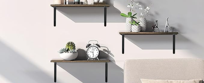 24 Pack L22 x H 12" Black Heavy Duty Shelf Brackets with Screws Metal Shelf Brackets Shelf Support Angle Brackets for Shelves L Brackets Heavy Duty Floating Shelf