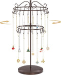 MODOWEY Rotating Necklace Holder Organizer Display Stand with 42 Hooks, 2 Tier Adjustable Metal Tree for Long Necklace Hanger Selling, Tall Spinning Bracelet Storage Rack for Men Women, Espresso Brown
