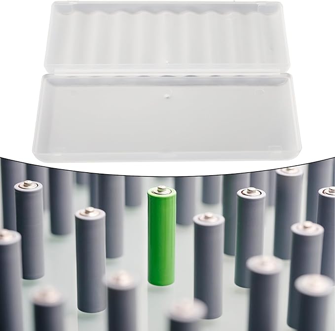 AAA Battery Storage Case Holder Box Battery Plastic Case 10 Slots AA AAA Storage Organizer PP Material Secure Closure Portable Compact Battery Holder Box(AAA-10 Slots)