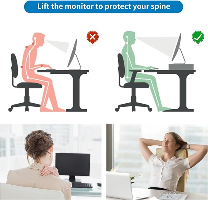 gianotter Computer Monitor Stand Riser, office organizer with Drawer, Office Organizers Storage for Classroom Office Supplies (Gold)