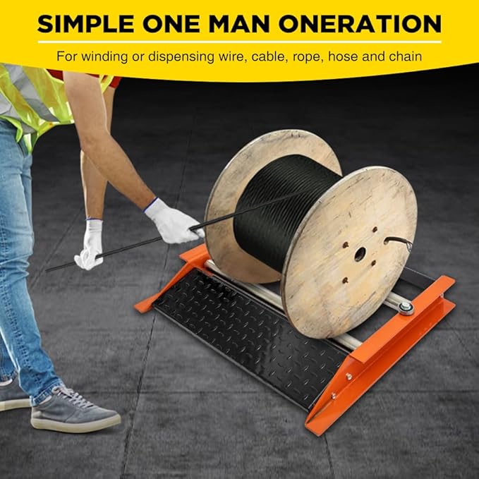 Yeeoy Cable Drum Roller Reel Dispenser, Heavy Duty Cable Roller Stand Unwinder for Reels max 28" width, Single Cable Reel Roller for Cord Management