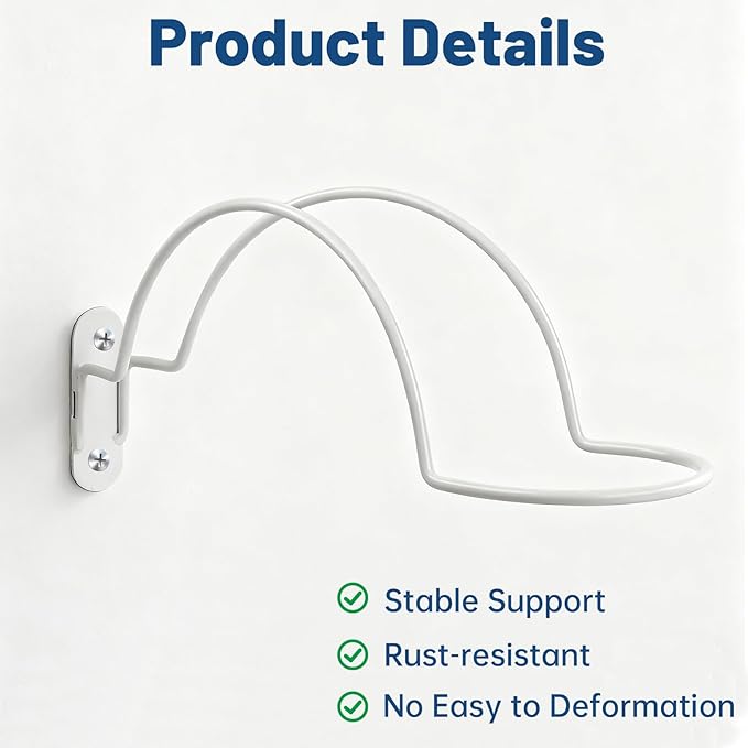 2 Pcs Helmet Rack Hanger Wall Mount Display, Helmet Holder Hooks Wall Mount for Equestrian Motorcycle Hat - White