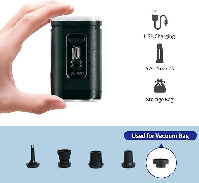 Keaber Travel Vacuum Bag with Pump,Reusable Airless Vacuum Bag for Travel Luggage, Space Saver Vacuum Storage Bags Sealer for Clothing (1-Pack,Black,USB Electric Pump)