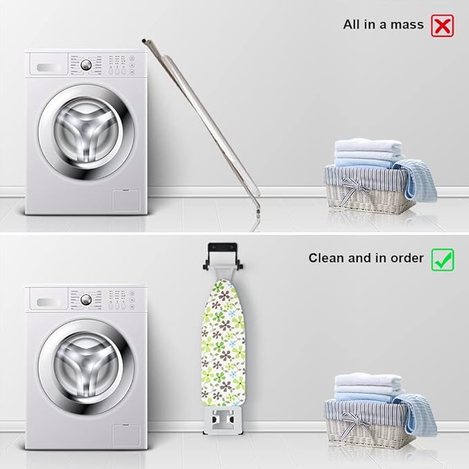 Ironing Board Hanger Wall Mount Ironing Board Holder Organizer Wall Rack for Laundry Rooms Storage Rack Hanging Shelf Hanger (White) (Black)