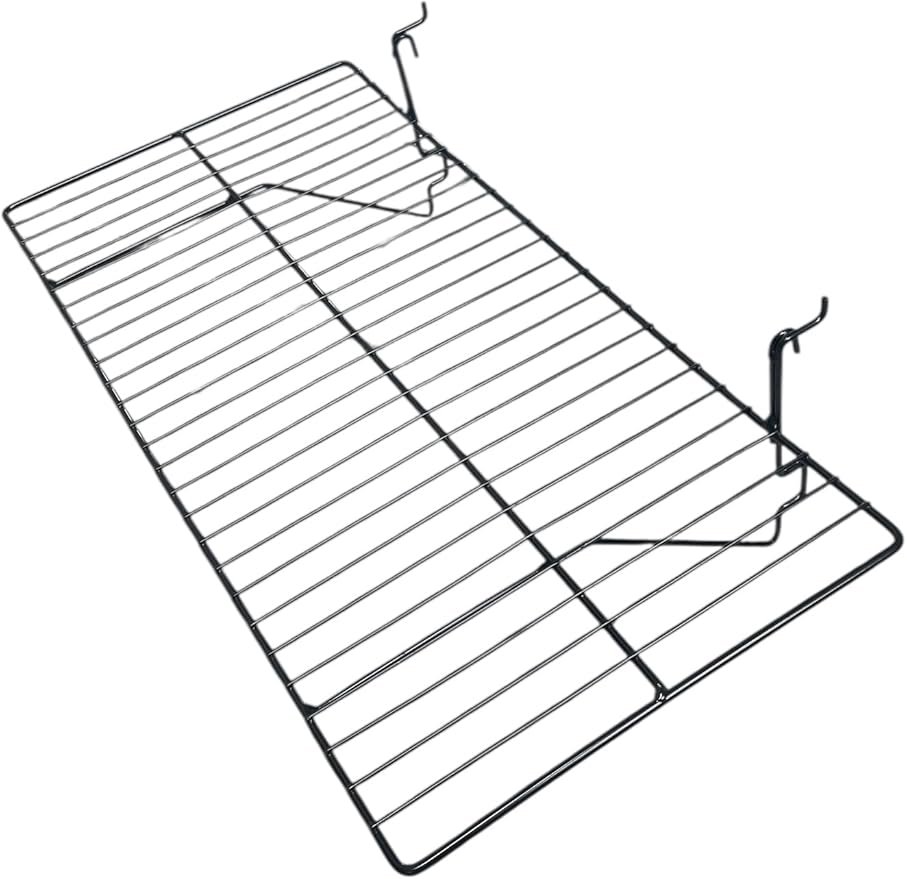 Only Garment Racks BLK-2412 Grid Panel Display Shelf - - Clothing Display Rack Grid, Heavy Duty Shelves, 12"D x 23-1/2"W Straight Shelf for Grid Panel, Black Finish, Wire, (Box of 6) (Pack of 6)