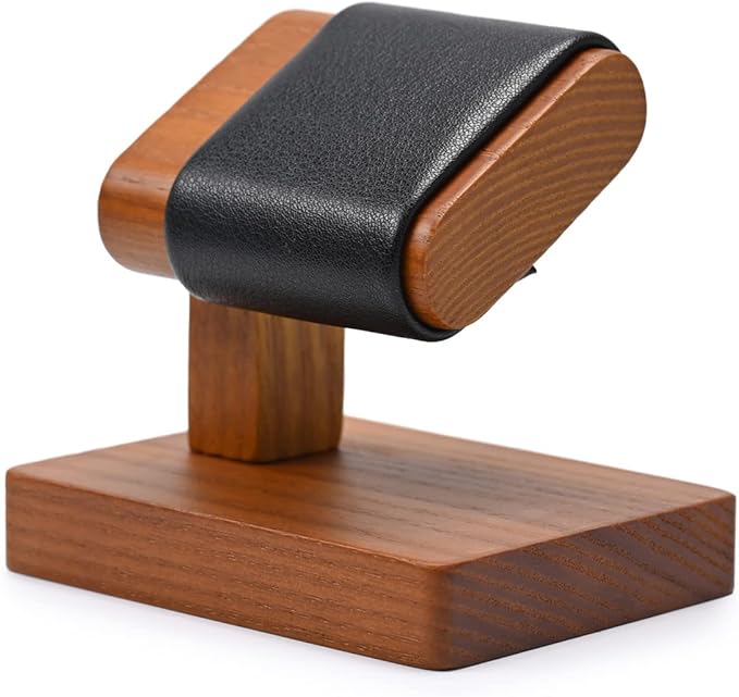 Oirlv Solid Wood Single Watch Display Stand Showcase Bracelet Bangle Jewelry Display Holder Wristwatch Holder for Men or Women(Black)