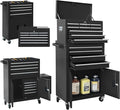13-Drawer Double Doors Handle Rolling Tool Chest, 2 in 1 Detachable Rolling Tool Chests, Large Tool Boxes with Lock, Metal Standing Tool Cabinet for Garage Workshop(Black)