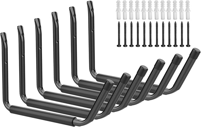 WALMANN Kayak Storage Rack, Wall Mount Kayak Hooks for Garage Utility Storage Hangers for Canoe, Surfboard, Skiis, Snowboard, Paddle Board, Ladders