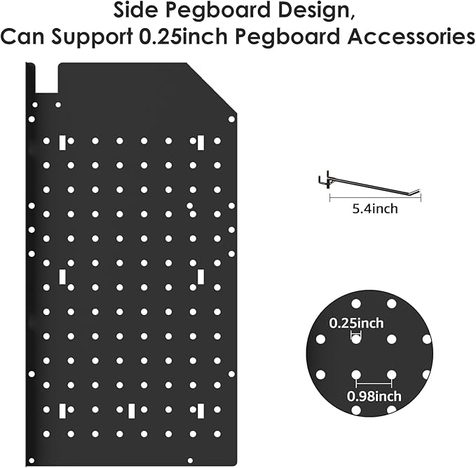 CCCEI Modular Pegboard Rack Power Tool Organizer with Charging Station. 4 Layer Wall Mount Drill Holder, Tool Battery Charger Organizer. Garage Shop Storage Utility Shelf with 10FT Power Strip.