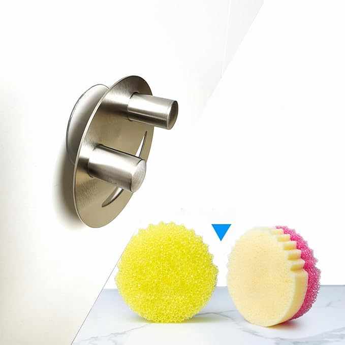 Sponge Holder For Kitchen Sink, Strong Suction Cup Mount, 7.6x2cm, Stainless Steel Organizer Rack, Suction Cup Dish Sponge Holder, Rust-Resistant Sink Caddy, For Cleaning Cloths Scrubber Pads Home