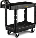 ELAFROS Utility Cart with Ergonomic Handle and Built-in Tool Compartments - 37.5" x 17" Work Cart W/Deep Shelves Safely Holds up to 550 lbs - 2 Tier Rolling Cart,Black