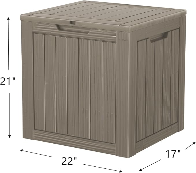 35 Gallon Deck Box, Resin Outdoor Indoor Waterproof Storage Box, Lockable Storage Box With Handle for Patio Furniture - Garden Tools - Swimming Pool Tools UV-Resistant (Grey)