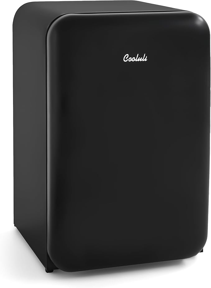 Cooluli Curve 3.8 cu ft Mini Fridge with Freezer - Small Refrigerator for Bedroom, Office, Dorm Room (Black, 3.2 cu.ft Refrigerator, 0.6 Freezer)