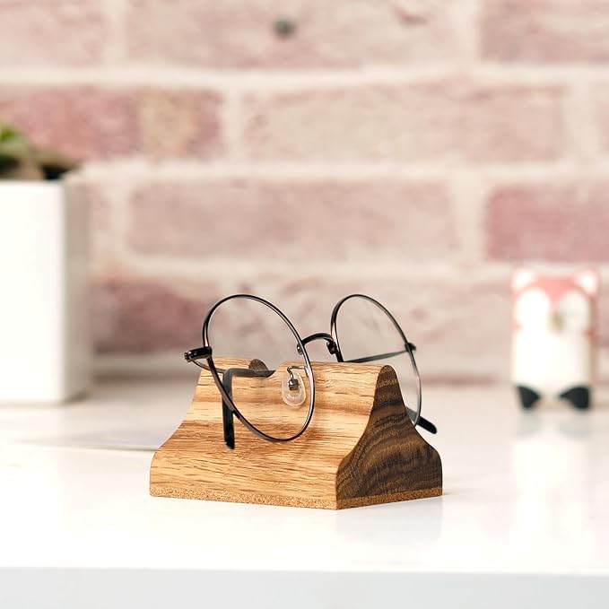 Handmade Wood Carving Eyeglasses Stand Wood Glasses Holder Sunglasses Display Stand Home Office Desk Supplies (OAK)