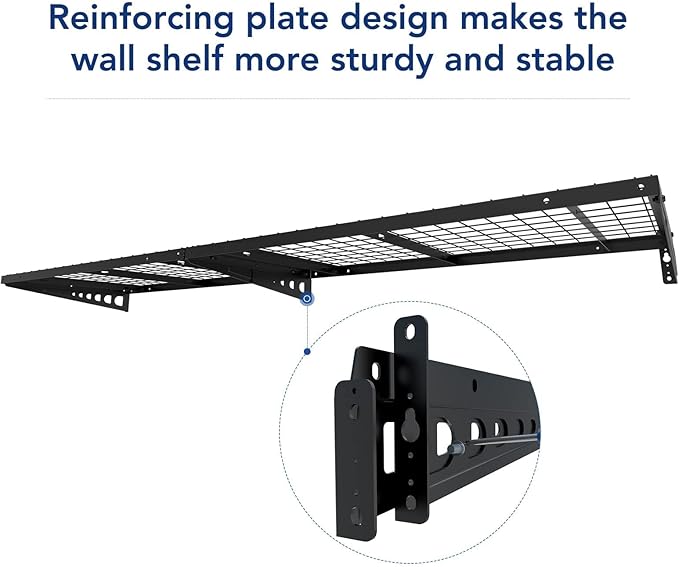 FLEXIMOUNTS 2 Pack 2x4ft Garage Storage 24x48 inch Heavy Duty Bike Wall Shelving Rack, 440lbs Total Weight Capacity, Black, Pro Series