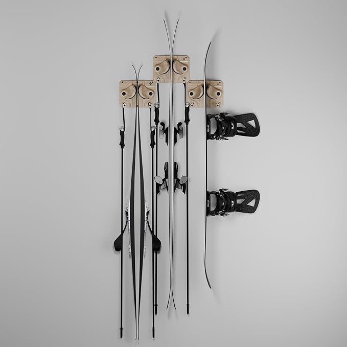 Gravity Grabber - Ultimate Ski & Snowboard Wall Rack | Secure, Non-Slip Storage | Fits Any Ski/Board | Garage Organization | Ski Storage Rack | Snowboard Storage Rack | Winter Gear Organizer | 3 Pck