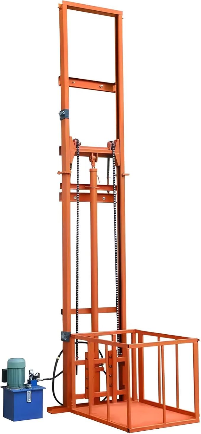 1Ton/2200Lbs Load Capacity Electric Lift Platform Table,32FT Lifting Height Hydraulic Lifting Rail Hoist,Wall Mounted Factory Warehouse Home Space Dedicated Freight Elevator