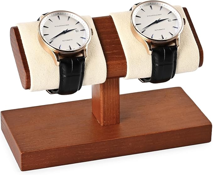 Oirlv Solid Wood Double Watch Display Stand Watch Bracelet Organizer(Creamy-white)