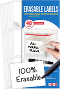 MESS Reusable Kitchen Labels – White Dry Erase, 3x4 in, 48-Pack – Erasable Organizing Stickers for Fridge & Freezer