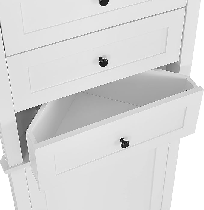68.9" Tall Triangle Corner Cabinet with 3 Drawers & Adjustable Shelf, Freestanding Storage Cabinet,Water-Resistant, Anti-Tip Design,Space-Saving Organizer for Bathroom, Kitchen, Living Room, White