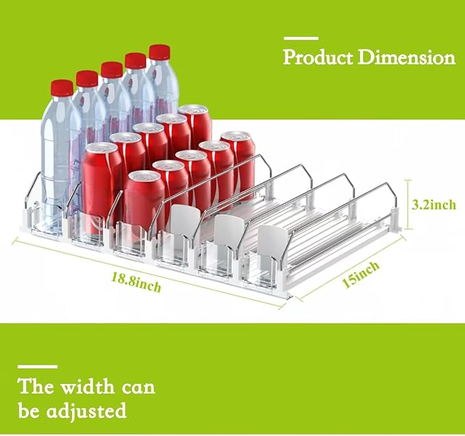 Drink Organizer for Fridge,Self Pushing Fridge Drink Organizer,Automatic Drink Dispenser for Fridge-Holds up to 30 Cans