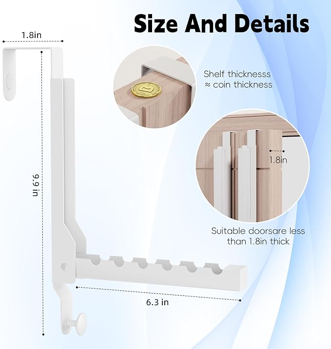BAKON Over The Door Hanger Folding Clothes Drying Rack, Folding Hanging Coat Rack for Indoor Laundry Room Compact Small Space Foldable Portable Clothing Hanger Hook Collapsible (Wihte-4(Upgraded))