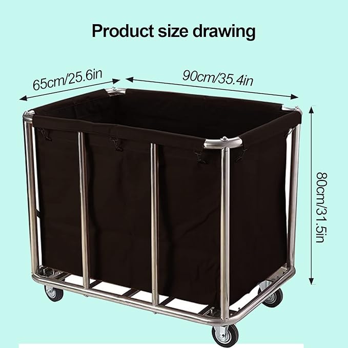 Commercial Laundry Cart with Wheels Industrial 12 Bushel Hamper Sorters Large Waterproof Laundry Basket Heavy Duty for Home Organizer and Storage