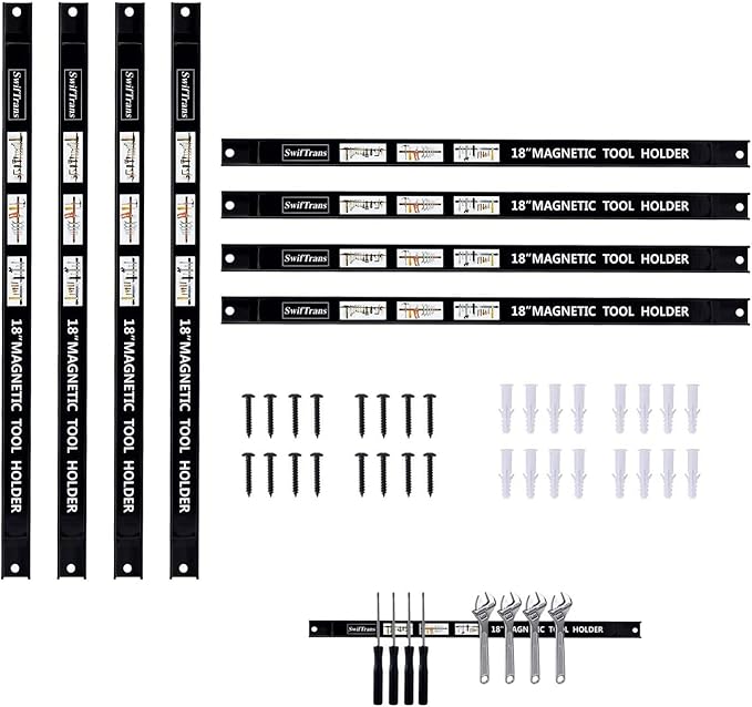 Magnetic Tool Holder 18 Inch 8 Pack Heavy Duty Magnet Tool Bar Strip Rack Wall Mount
