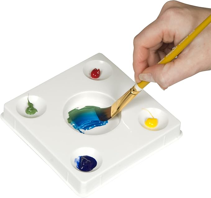 Creative Mark Brush Basin - All In One Unit for Storage, Shaping, Cleaning, and Soaking - 6.5 x 6.5 x 3.5 With Lid