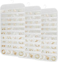 3PCS Hanging Jewelry Organizer with 80 Pocket Double-Sided Jewelry Holder Storage Wall Door Closet Accessories Organizer for Earrings, Necklaces, Rings (White)