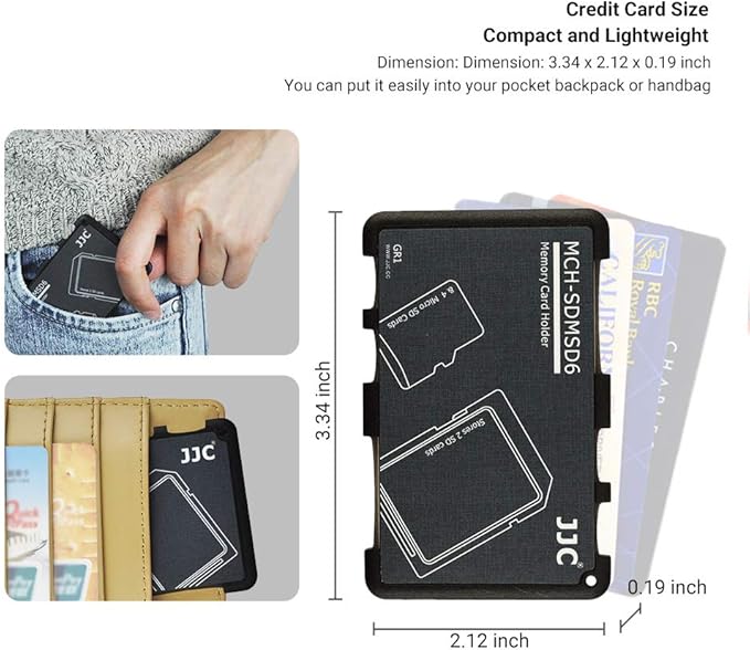 6 Slots SD Micro SD Card Case Storage Organizer, Lightweight Ultra-Thin Credit Card Size fit 2 SD SDHC SDXC Cards and 4 Micro SD TF MSD Cards
