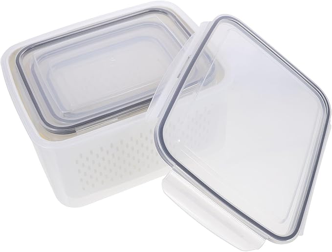 Stackable Refrigerator Organizer Bins Multipurpose Vegetable Fruit Storage Containers with Drainage for Fridge Kitchen Fresh-Keeping and Organized Produce