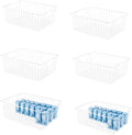 Upright Freezer Organizer Bins， Freezer Baskets for 16, 17, 21 cu.ft Standup Freezer, Wire Storage Baskets with Built-in Handles for Frozen Foods, Snacks, Vegetables, Fruits and More, Set of 6, White