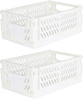 Tixill 2-Pack Mini Foldable Plastic Baskets for Organizing and Storage, Collapsible Storage Crate for Home Kitchen Bedroom Bathroom Office (9.8x6.5x3.8, White)