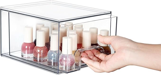 Vtopmart 12 Pack Small Clear Stackable Storage Drawers,Acrylic Bathroom Makeup Organizer,Plastic Storage Bins For Vanity, Undersink, Kitchen Cabinets, Pantry, Home Organization