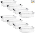 Superio Clear Storage Boxes with Lids, 4.5 Quart Plastic Container Bins for Organizing, Stackable Crates, BPA Free, Non Toxic, Odor Free, Organizers for Home, Office and Dorm, 8 Pack