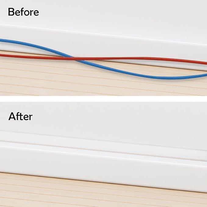 Rubber Bond TV Cord Hider Cable Protector - Strong Self Adhesive Wall Cord Cover Cable Hider - Low Profile Cable Management Wall Cord Concealer Cable Raceway (White, 6 Feet)