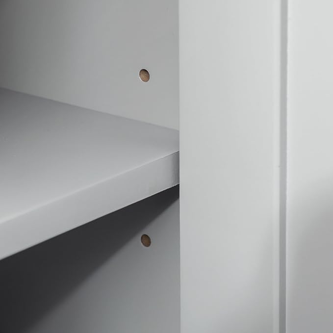 Kleankin Pedestal Sink Storage Cabinet, Under Sink Bathroom Vanity with Adjustable Shelf and Open Bottom Shelf, Gray