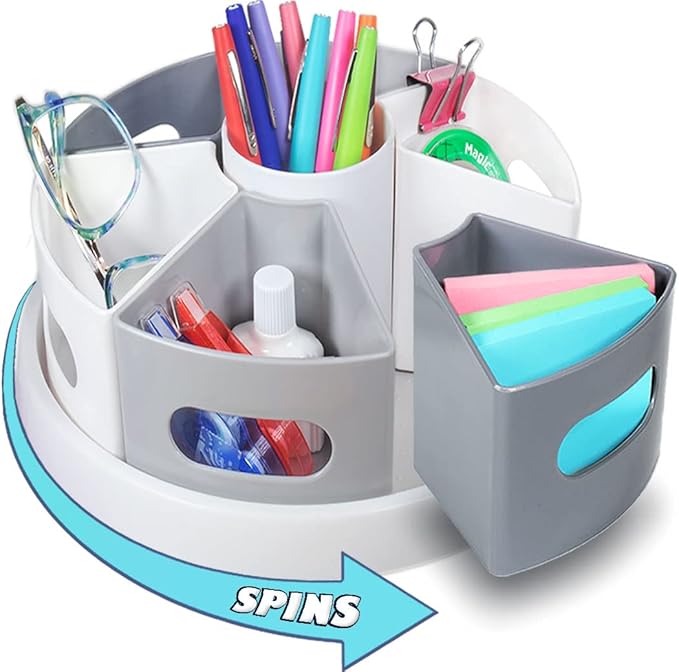Rotating Art Supply Organizer for Kids, Marker Organizer for Teacher Desk Storage, Pencil Art Caddy for Homeschool Supplies and Classroom Organization