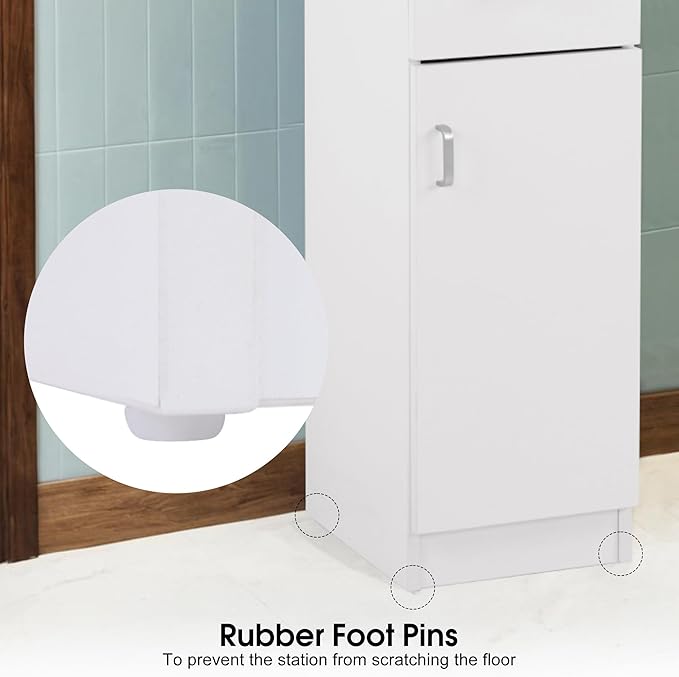 BarberPub Locking Wall Mount Hair Styling Barber Station Drawer Storage Beauty Salon Spa Equipment 3036-1 (White(Handle Left))