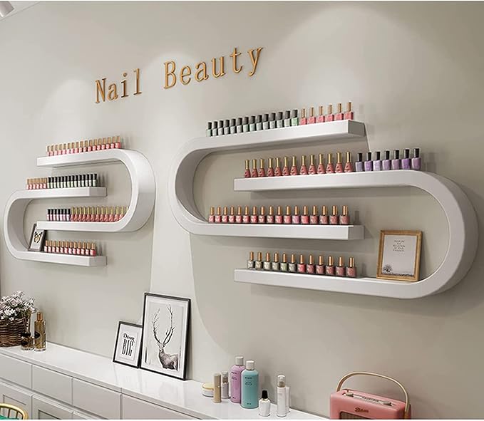 Wall Mounted Nail Polish Bottle Display Rack, U-Shaped Essential Oil Perfume Storage Shelf, Hanging Salon Beauty Nail Shop Organizer Perfume Holder